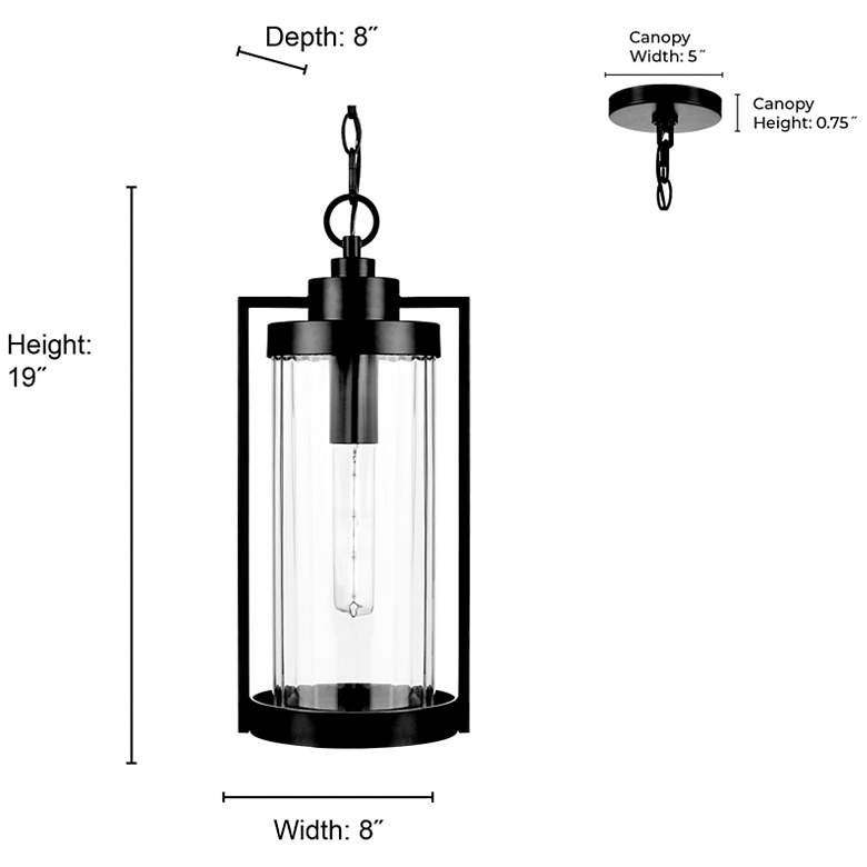 Image 7 Braselton 8" Wide 1-Light Outdoor Hanging Lantern in Powder Coated Black more views