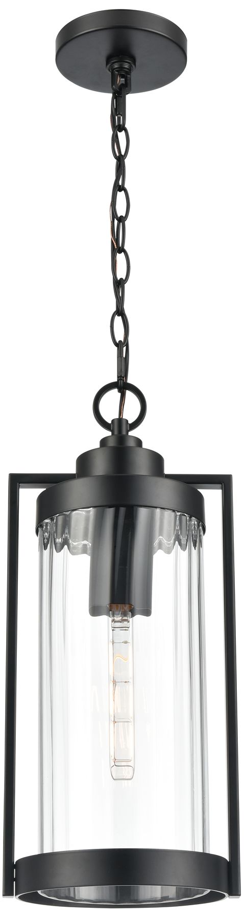 Braselton 8" Wide Outdoor Hanging Lantern in Powder Coated Black
