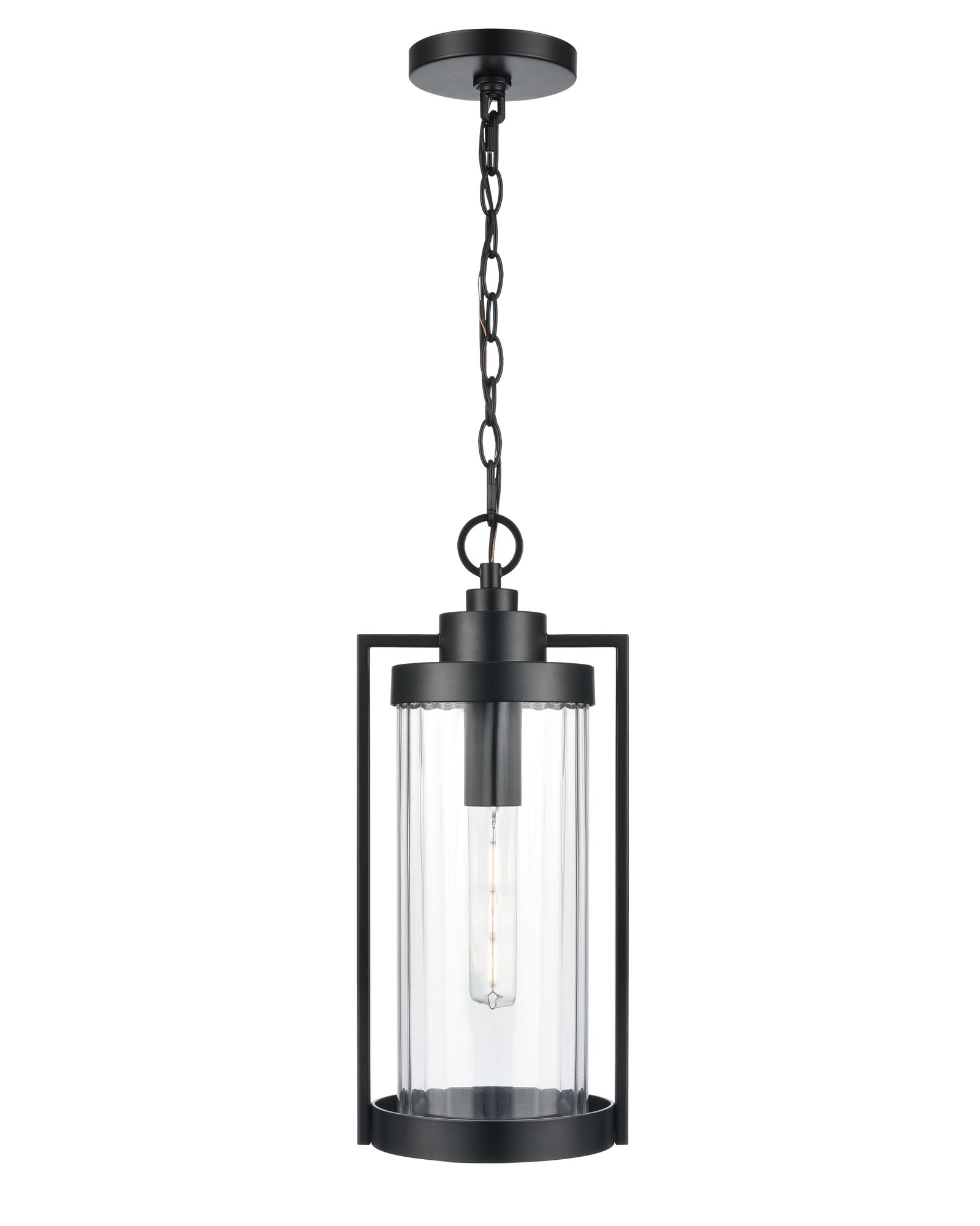 Image 2 Braselton 8" Wide Outdoor Hanging Lantern in Powder Coated Black more views
