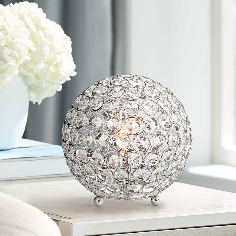 Image 1 Brasero Chrome 8" High Sequin Ball Crystal Accent Table Lamp