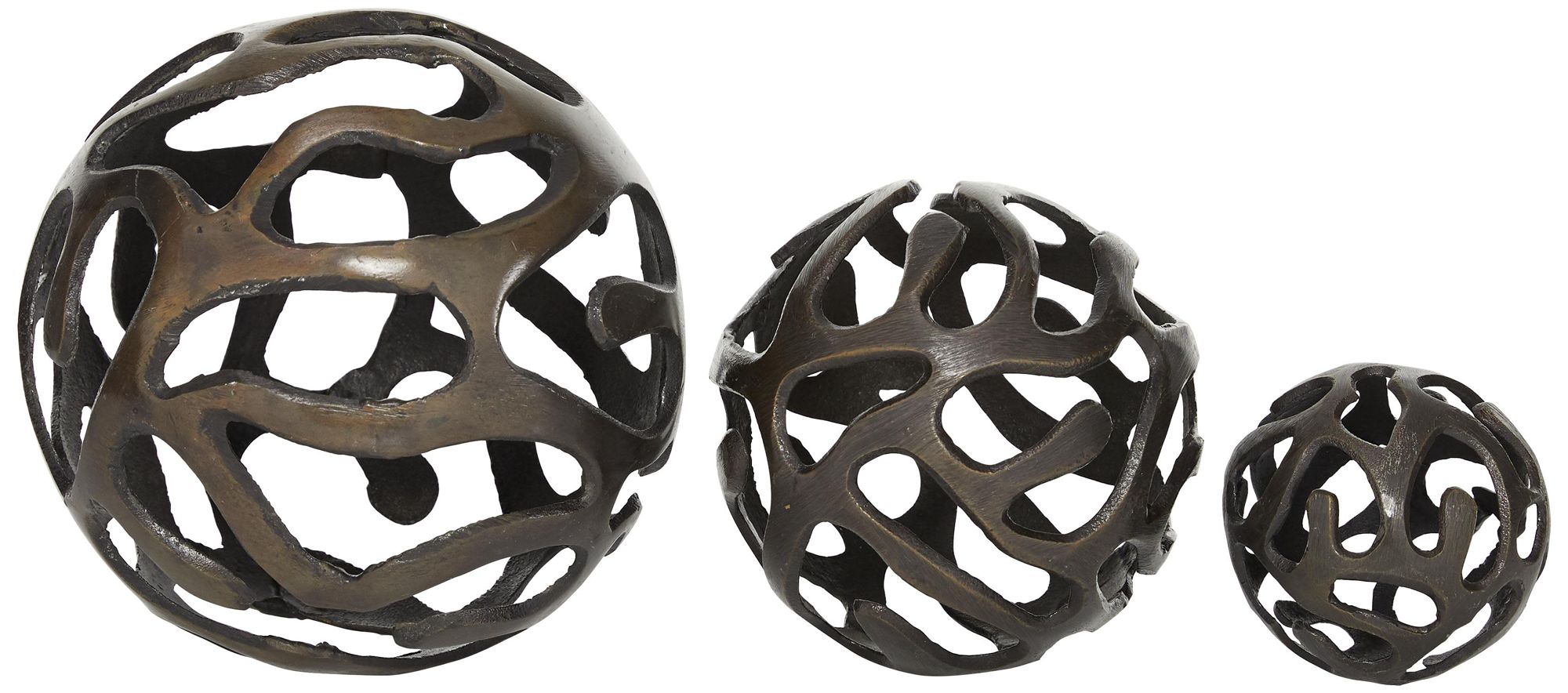 Image 2 Brass Aluminum Metal Contemporary Sculpture, S/3 8", 6", 4"W