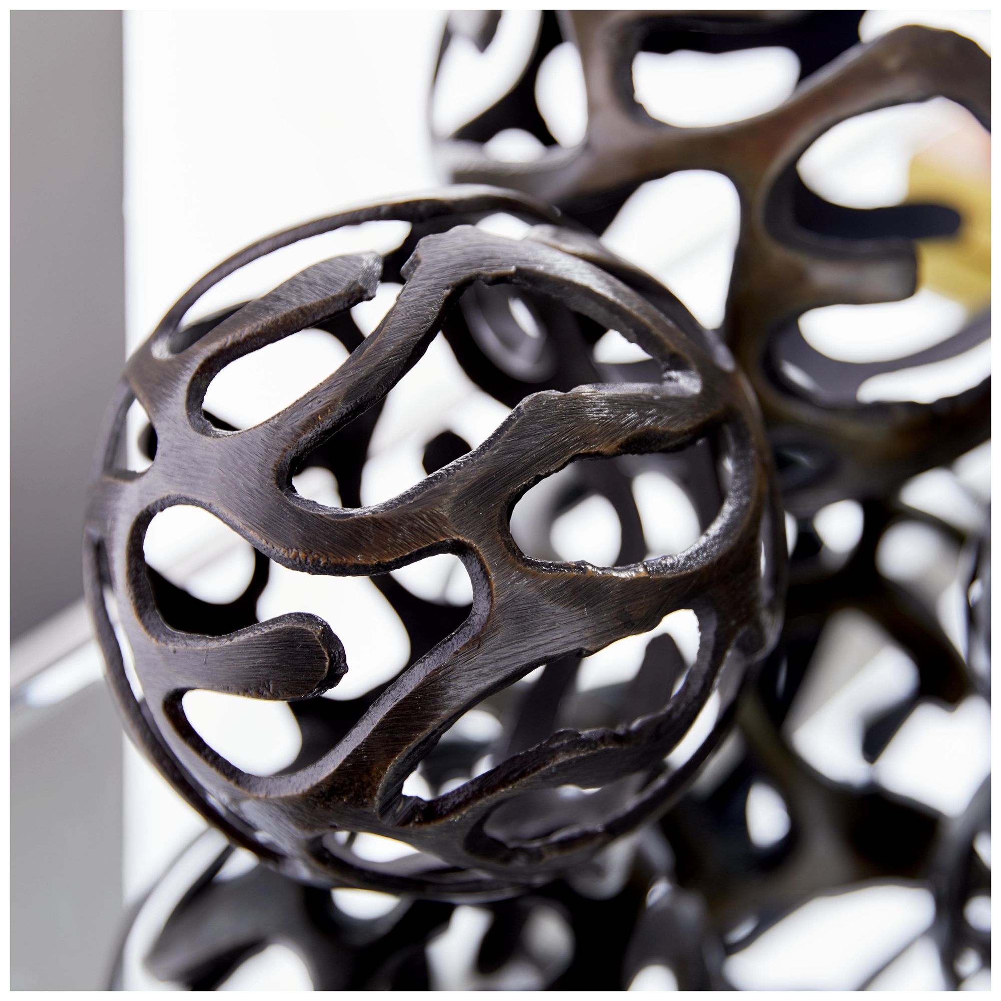 Image 3 Brass Aluminum Metal Contemporary Sculpture, S/3 8", 6", 4"W more views