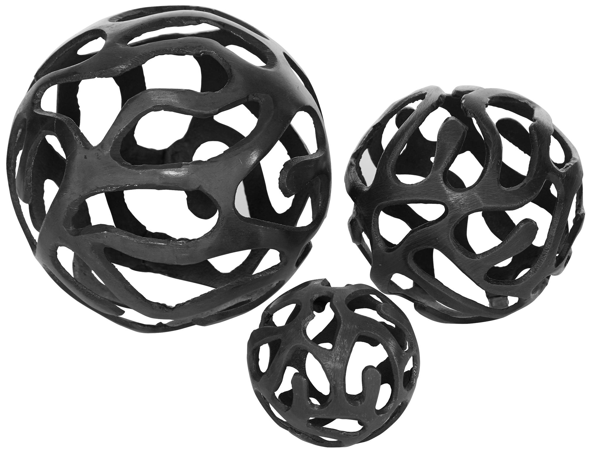 Image 4 Brass Aluminum Metal Contemporary Sculpture, S/3 8", 6", 4"W more views