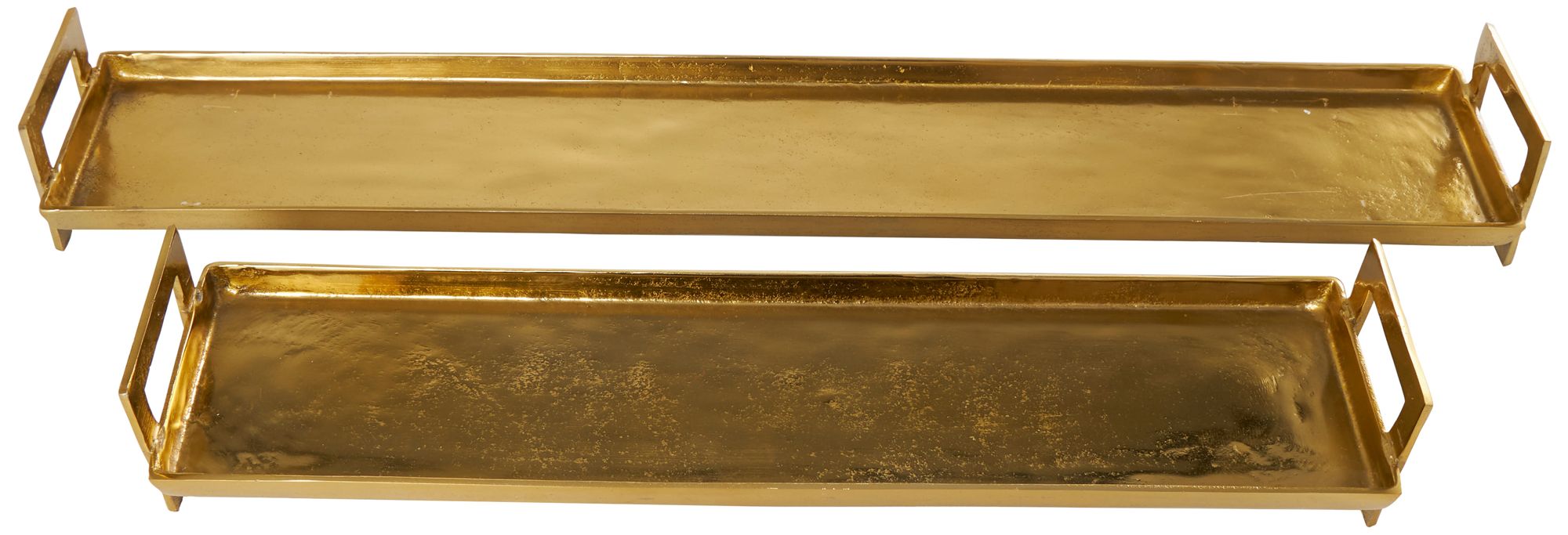 Image 2 Brass Aluminum Metal Modern Tray, S/2 35", 26"W