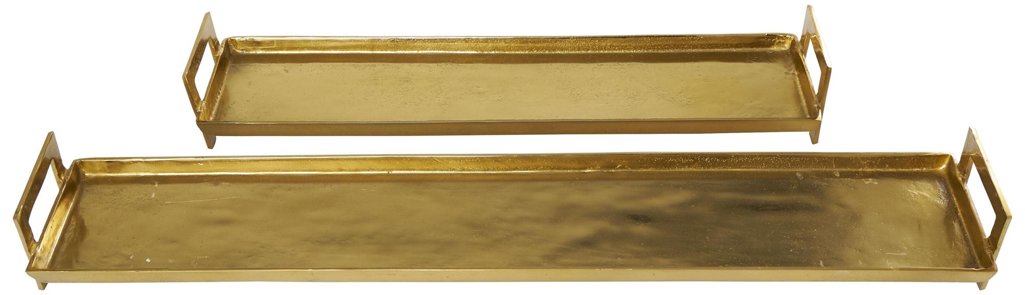 Image 4 Brass Aluminum Metal Modern Tray, S/2 35", 26"W more views