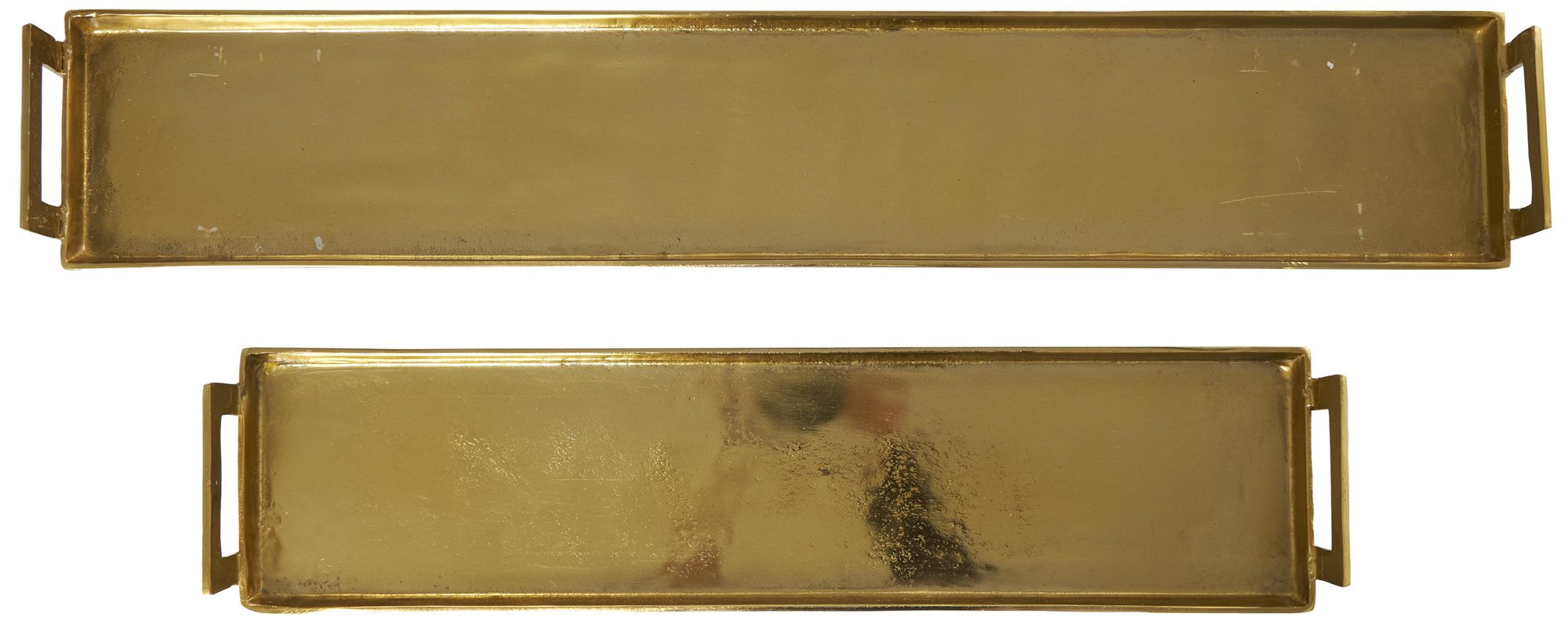 Image 5 Brass Aluminum Metal Modern Tray, S/2 35", 26"W more views