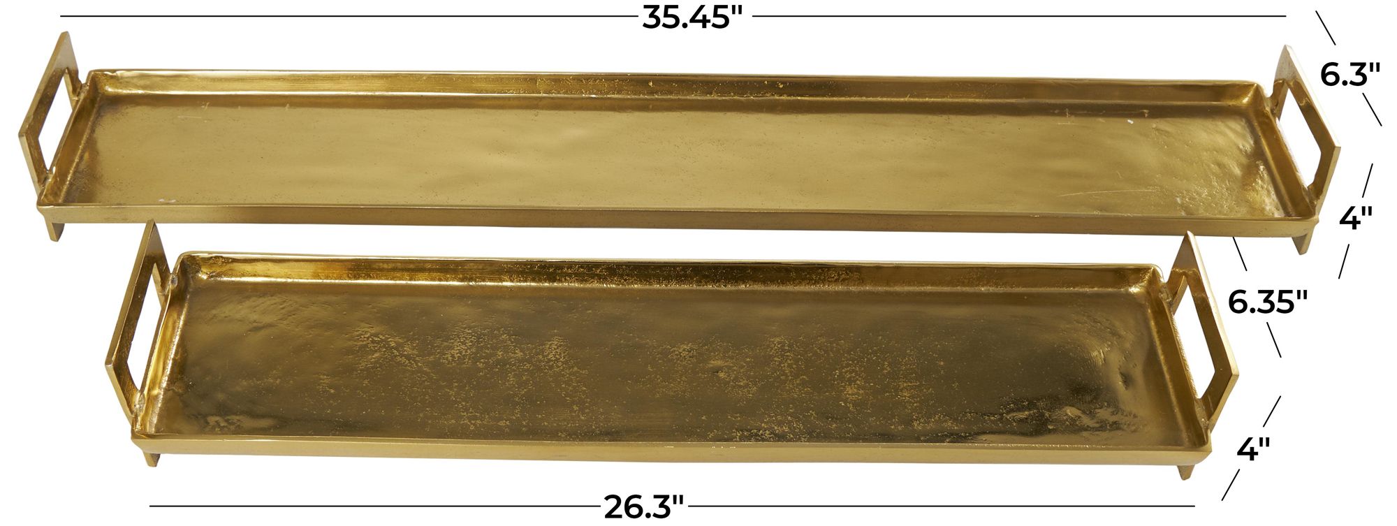 Image 6 Brass Aluminum Metal Modern Tray, S/2 35", 26"W more views