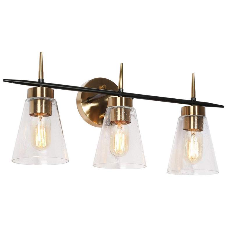 Image 1 Brass and Black 3-Light Bath Light