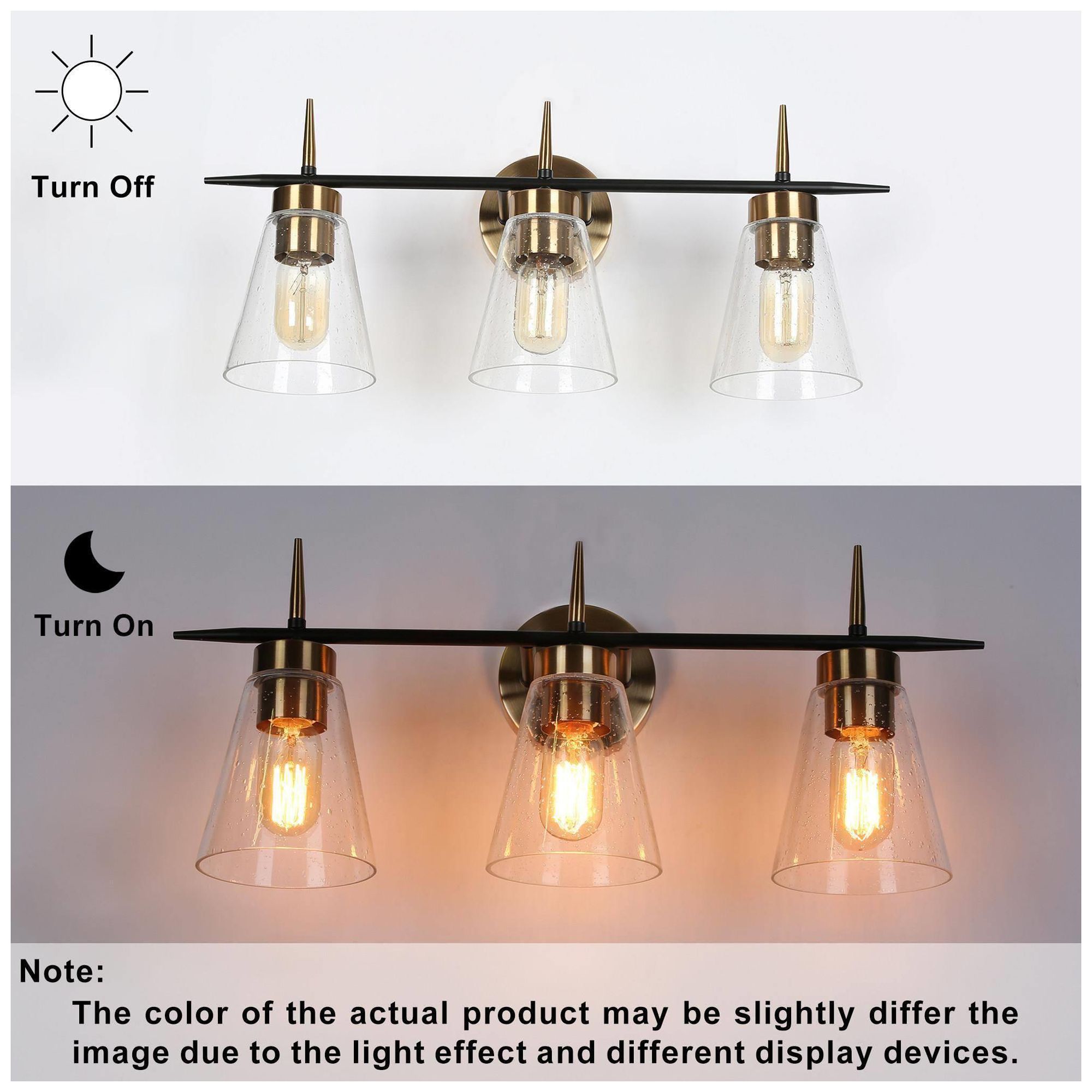 Image 3 Brass and Black 3-Light Bath Light more views