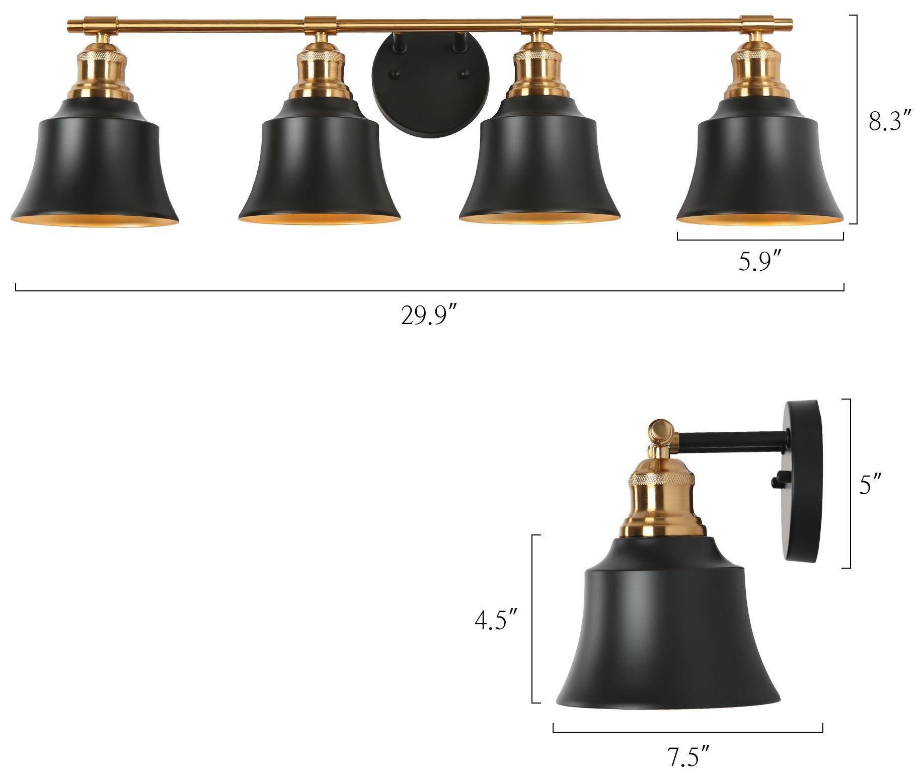 Image 4 Brass and Black 4-Light Bath Light more views