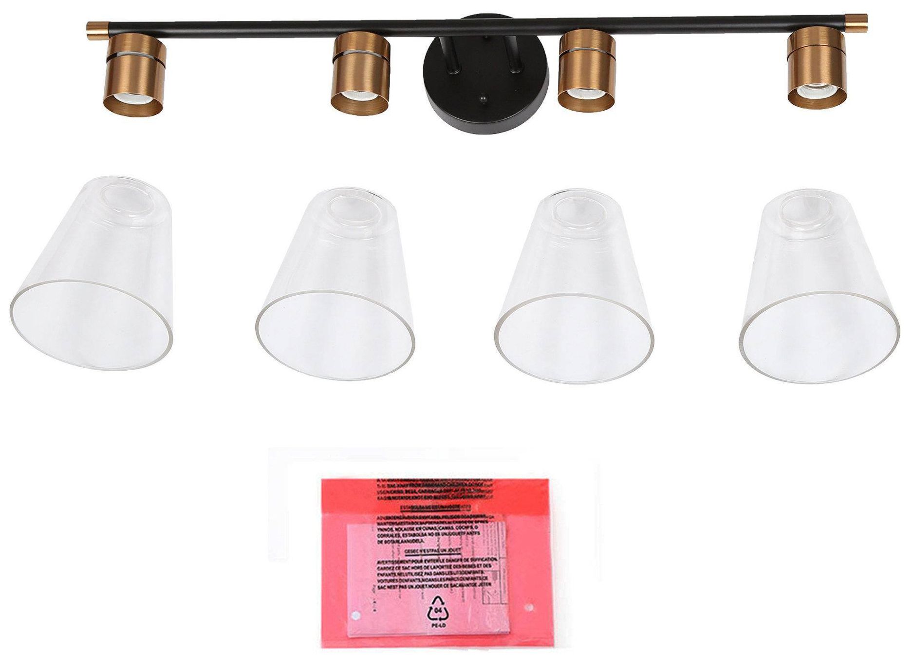 Image 2 Brass and Black 4-Light Bath Light more views