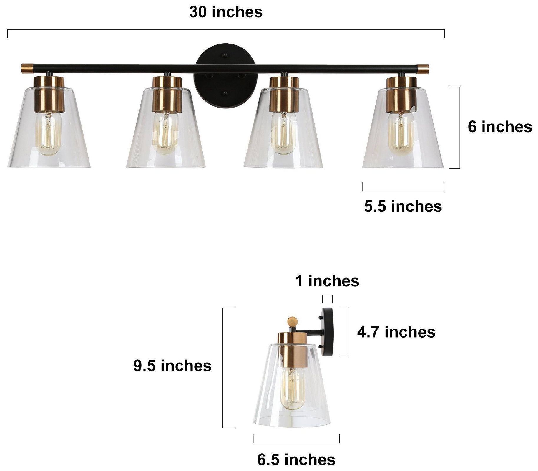 Image 4 Brass and Black 4-Light Bath Light more views