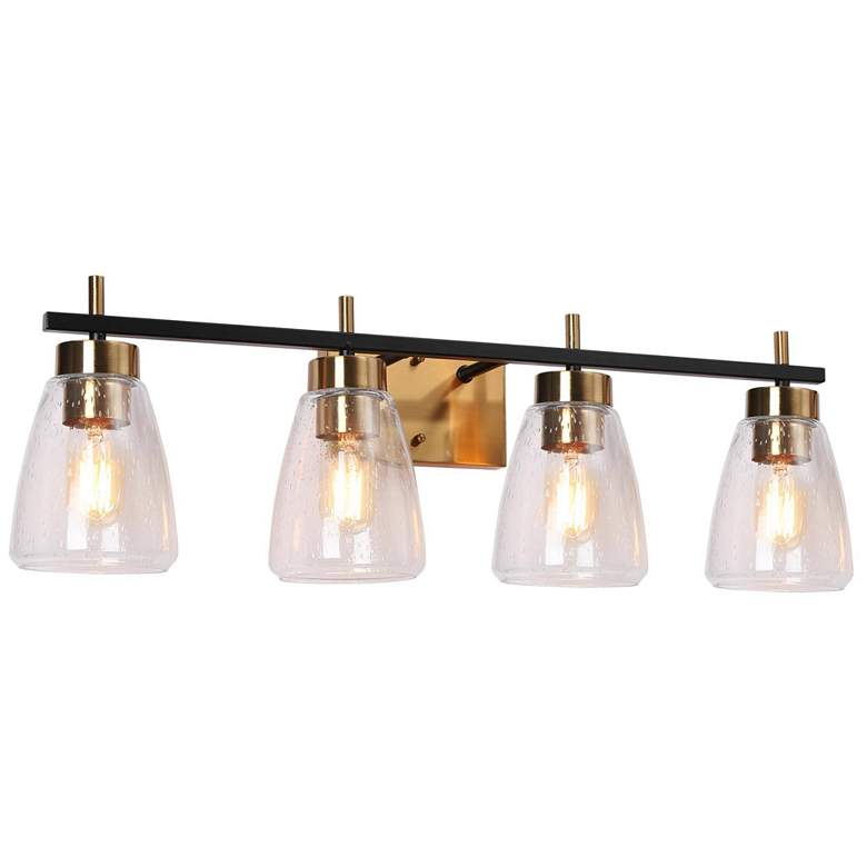 Image 1 Brass and Black 4-Light Bath Light