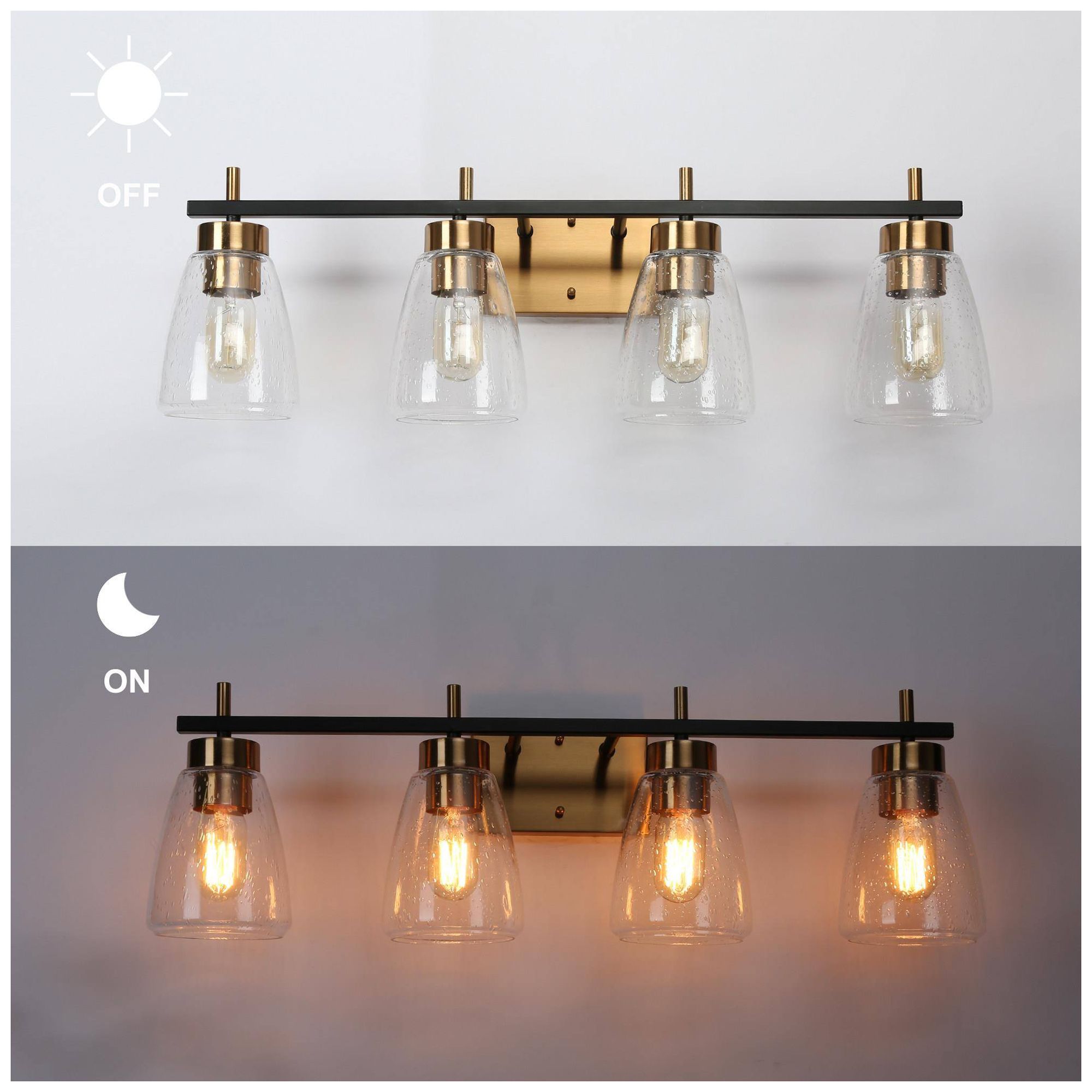 Image 4 Brass and Black 4-Light Bath Light more views