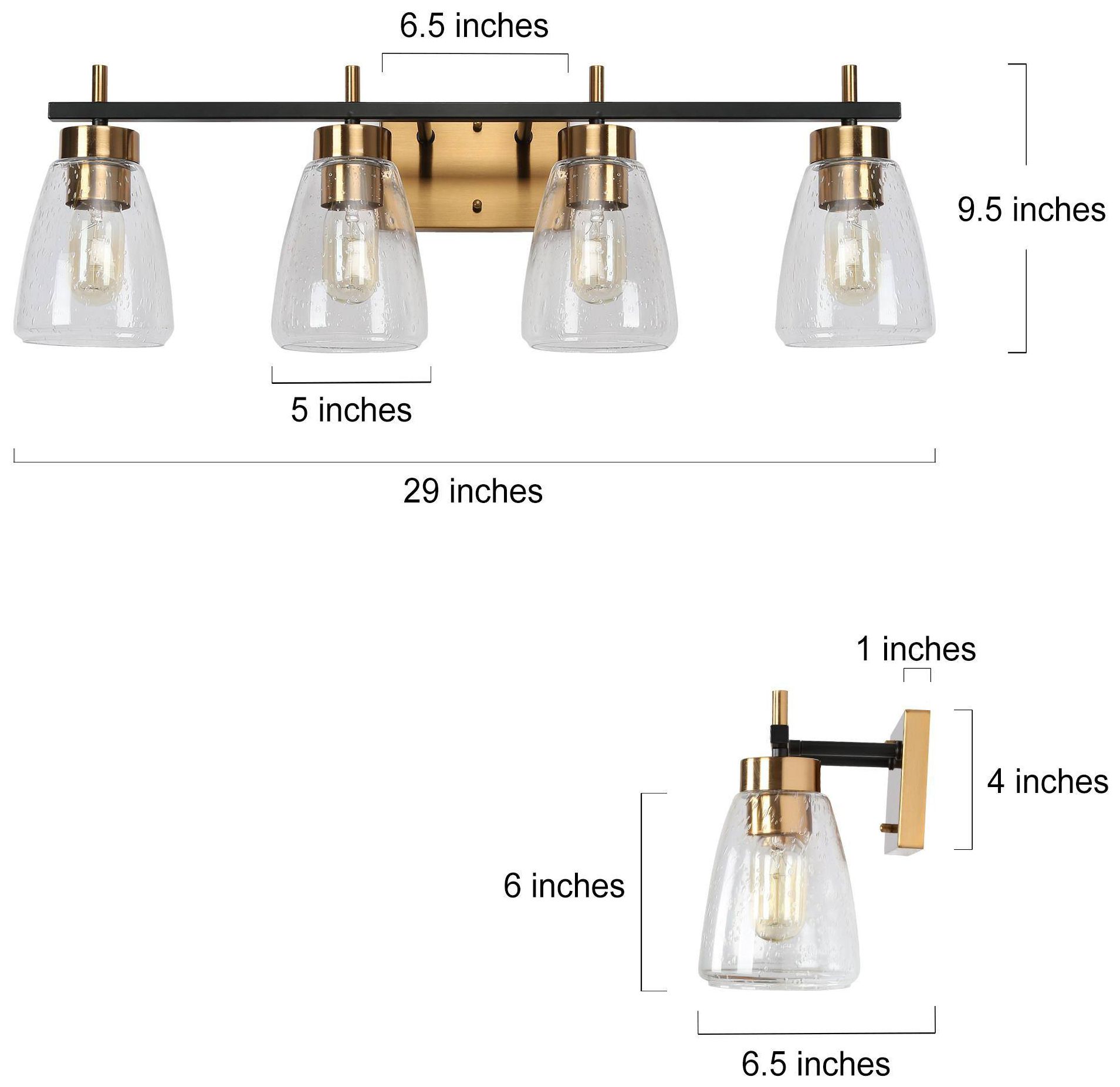 Image 5 Brass and Black 4-Light Bath Light more views