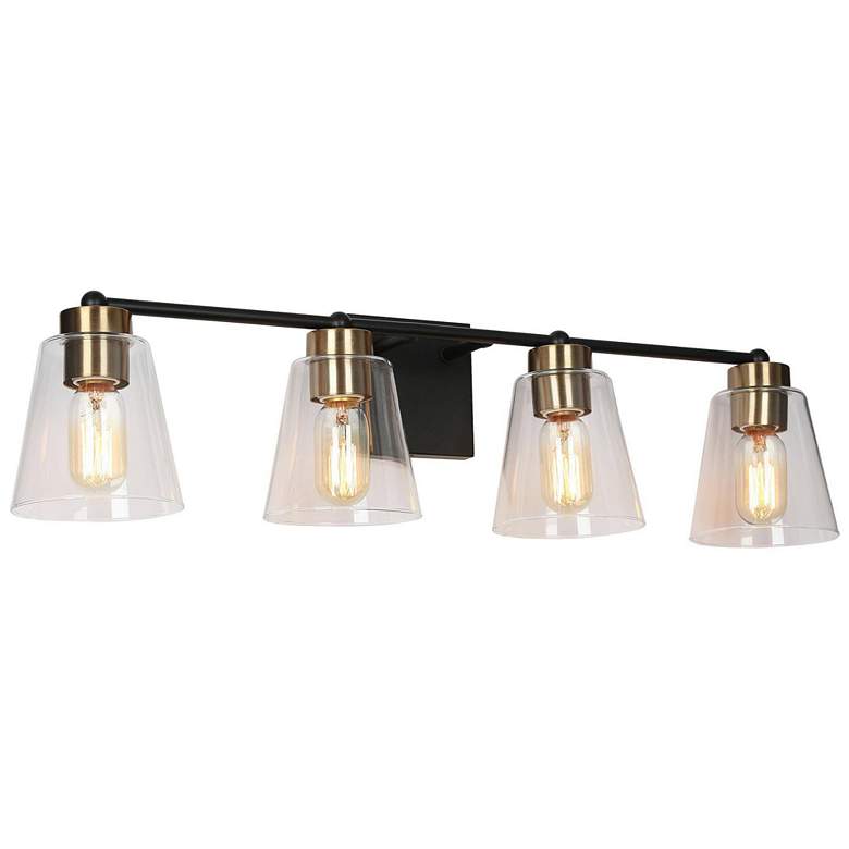 Image 1 Brass and Black 4-Light Bath Light