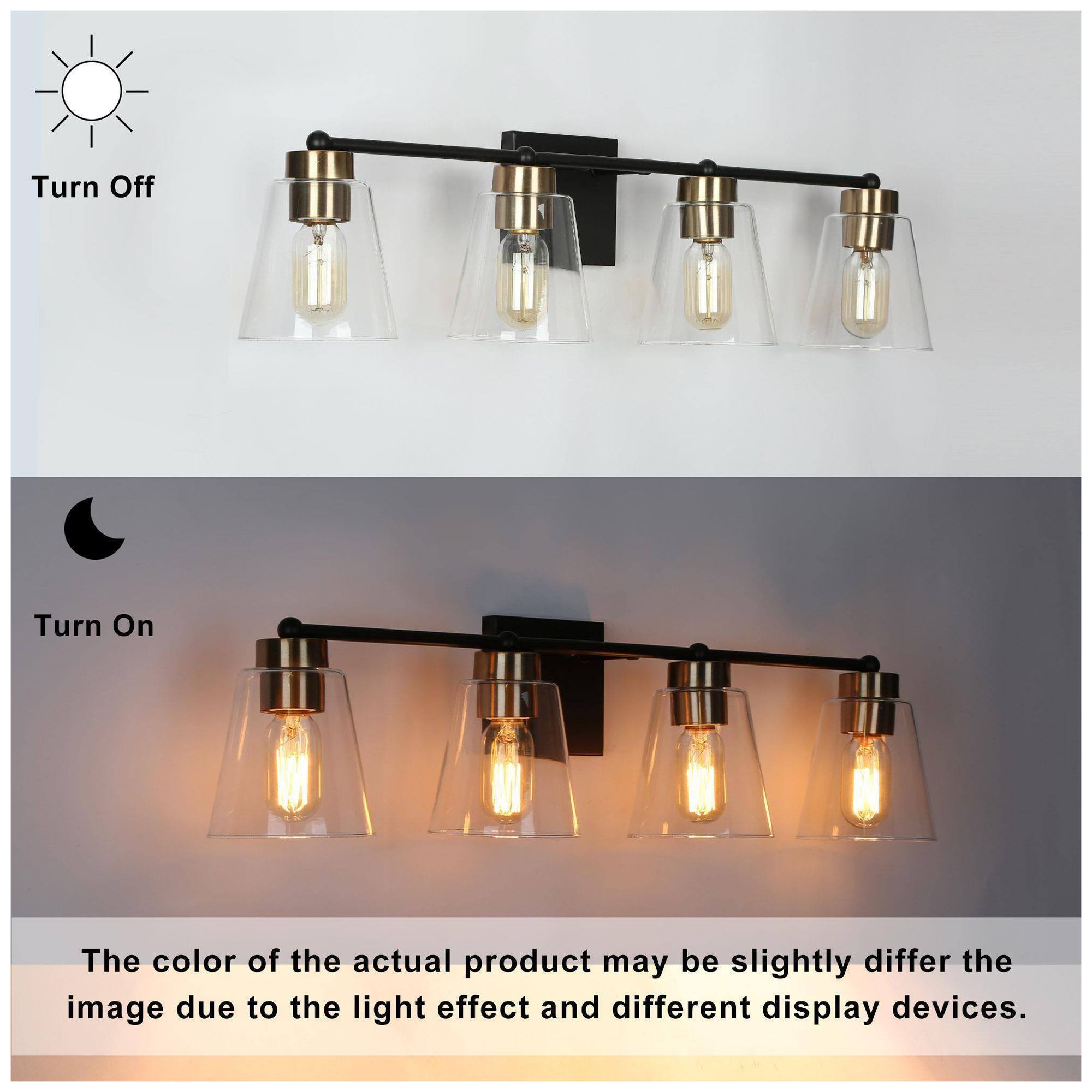 Image 4 Brass and Black 4-Light Bath Light more views