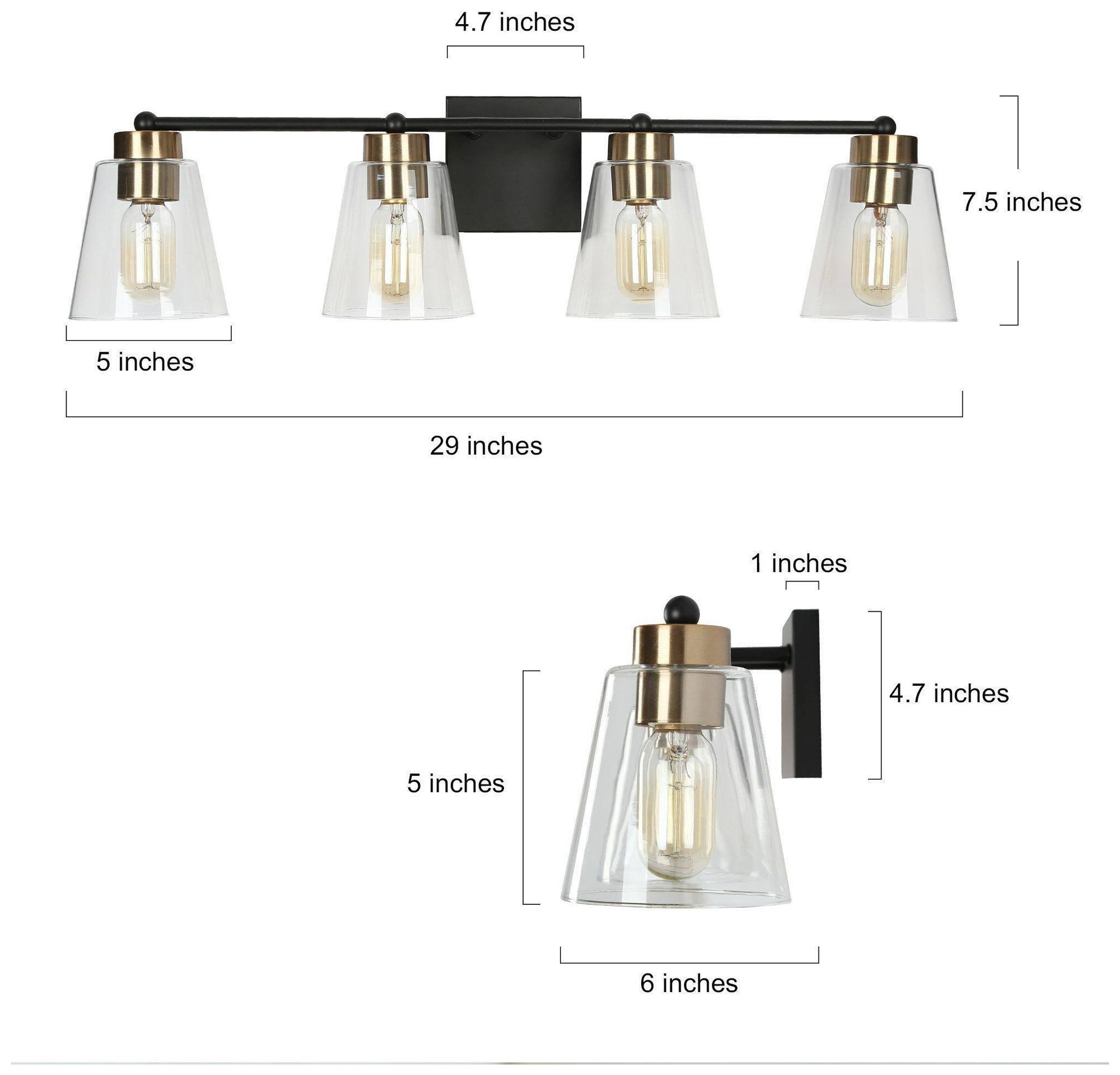 Image 5 Brass and Black 4-Light Bath Light more views