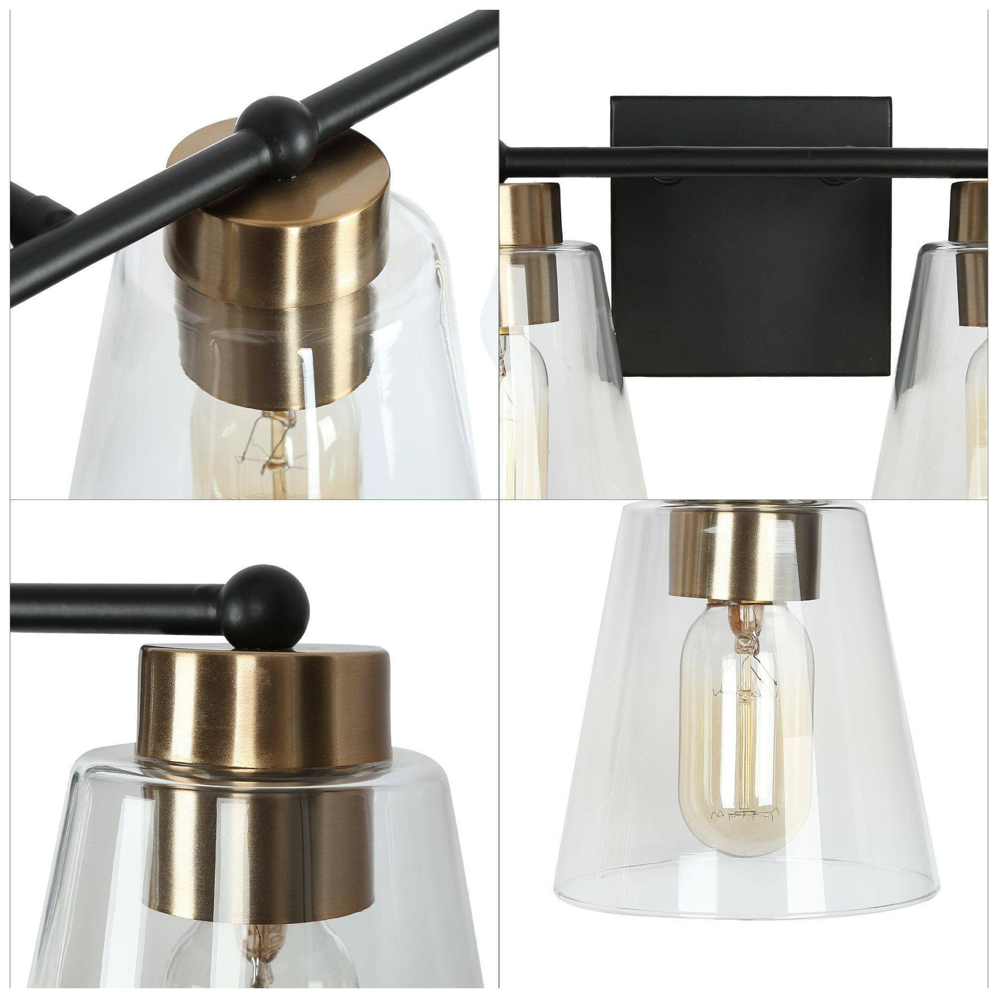 Image 6 Brass and Black 4-Light Bath Light more views