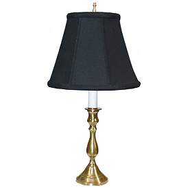 Image2 of Brass and Black Shade 19" High Traditional Candlestick Lamp