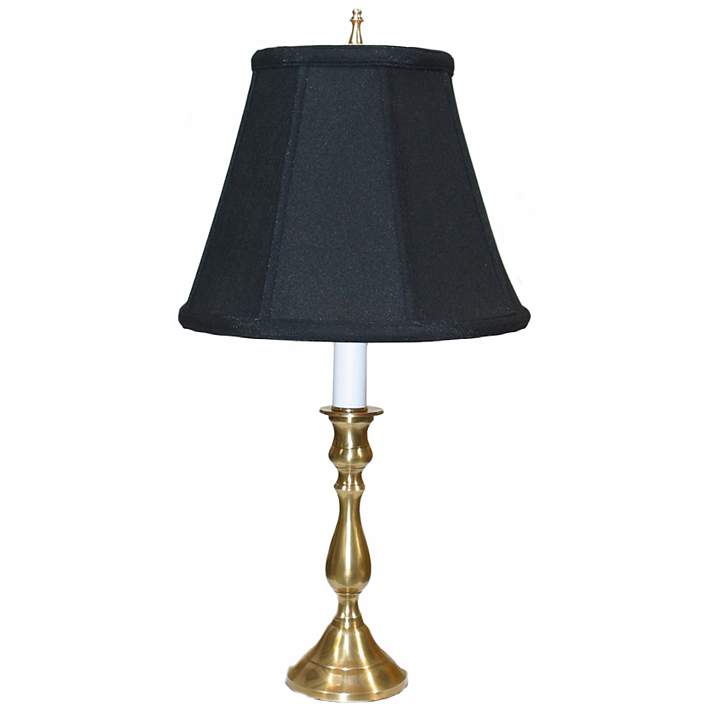 Brass and Black Shade 19 High Traditional Candlestick Lamp