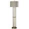 Brass Column Floor Lamp with Taupe Fabric Shade