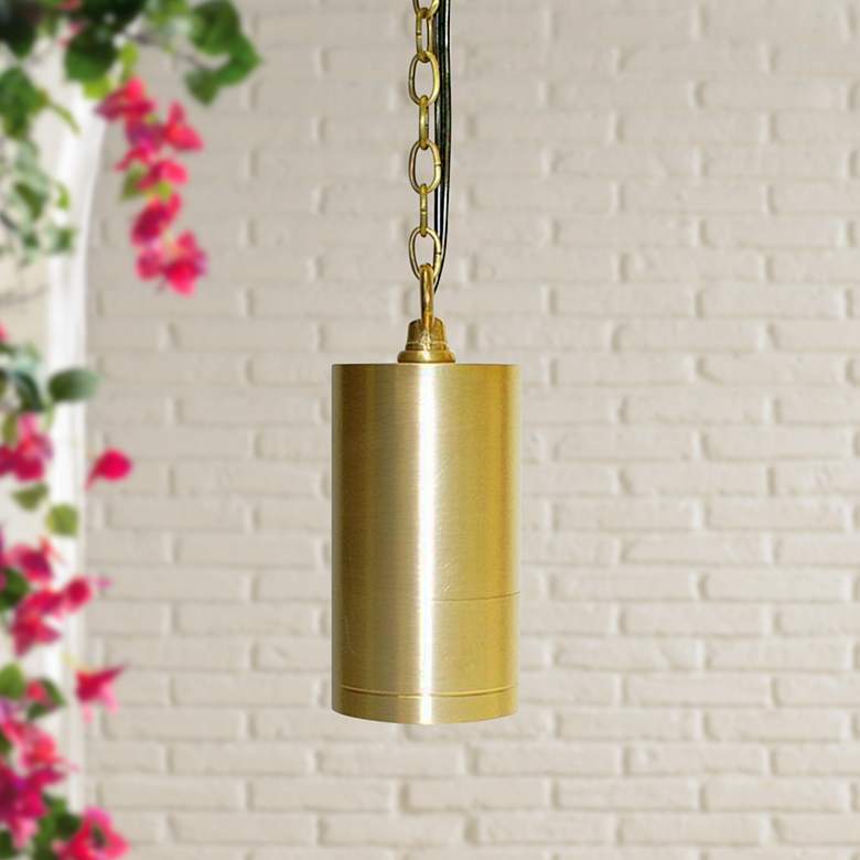Image 1 Brass Cylinder 23 1/4" High LED Outdoor Hanging Light