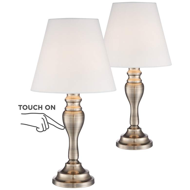 Image 2 Brass Finish 19 1/4" High Touch On-Off Table Lamp Set of 2