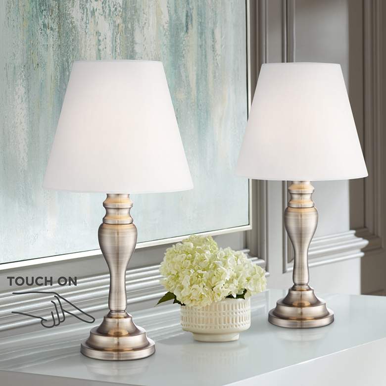 Image 1 Brass Finish 19 1/4" High Touch On-Off Table Lamp Set of 2