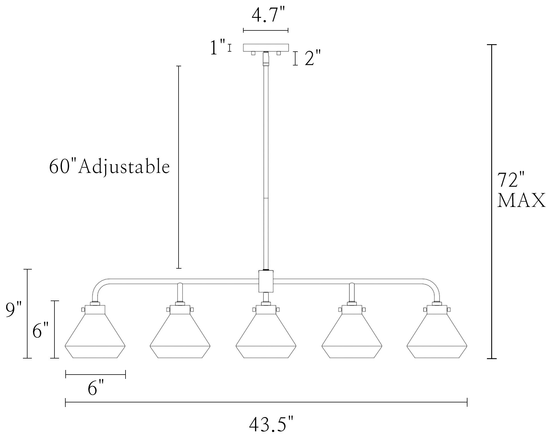 Image 4 Brass Glass 5-Light Kitchen Island Pendant more views