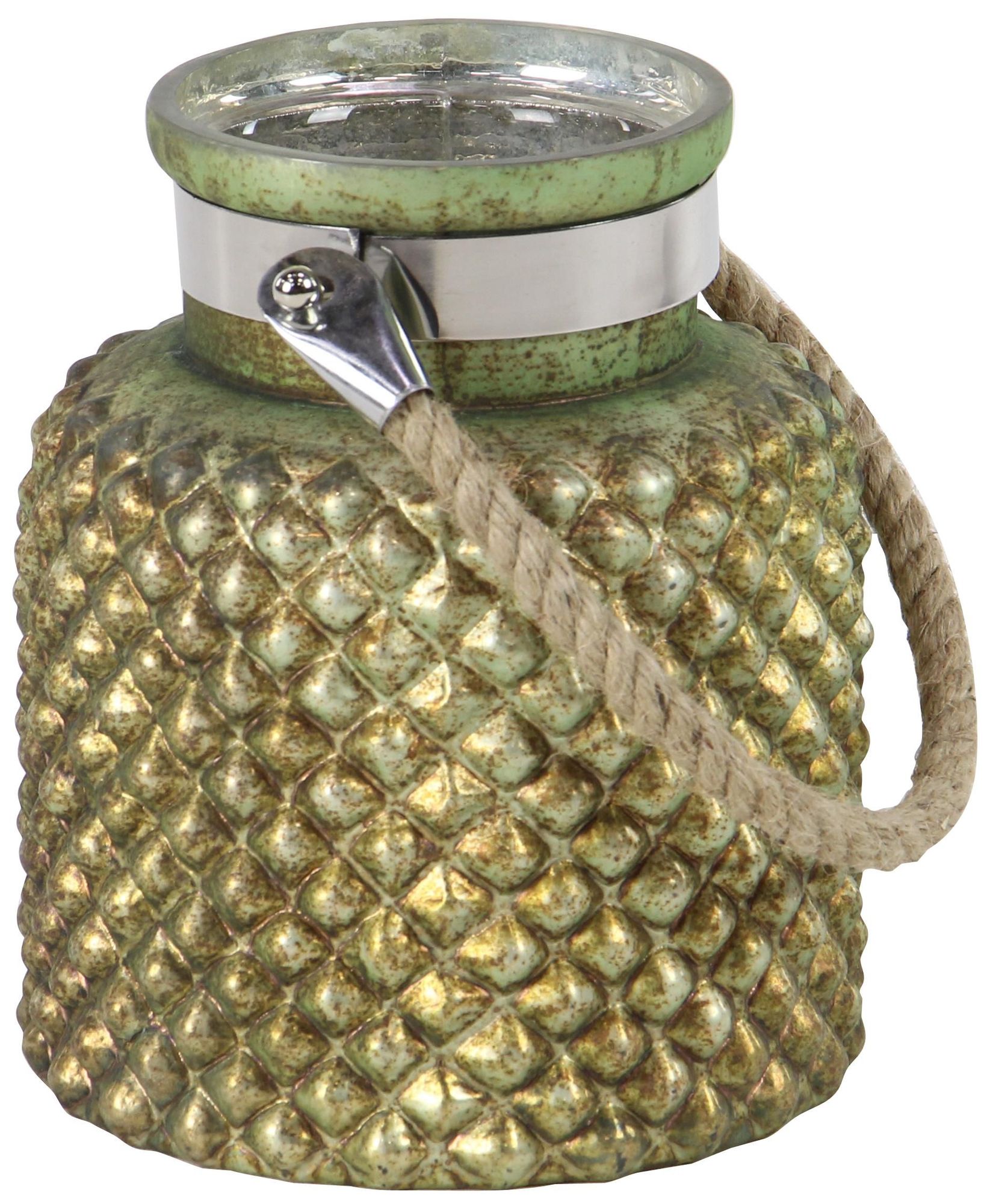 Image 3 Brass Glass  Candle Lantern, 7" x 7" x 9" more views