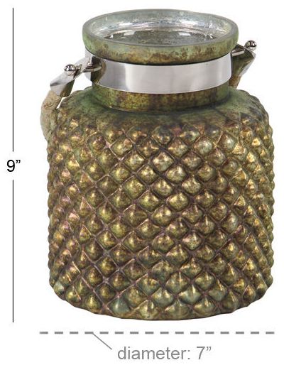 Image 4 Brass Glass  Candle Lantern, 7" x 7" x 9" more views