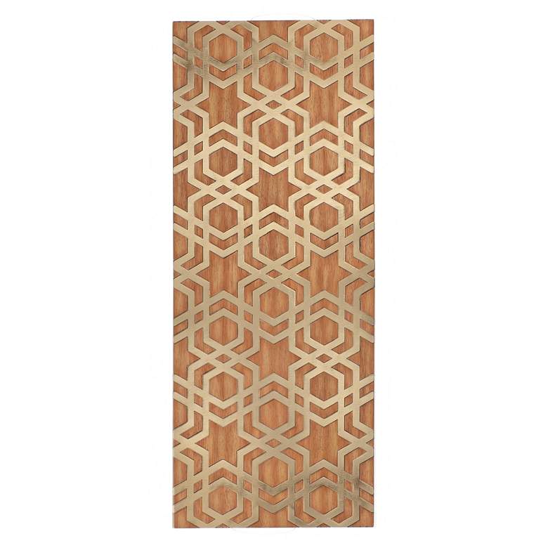 Image 1 Brass Harmony Mid-Century Wood w/ Metal Inlay