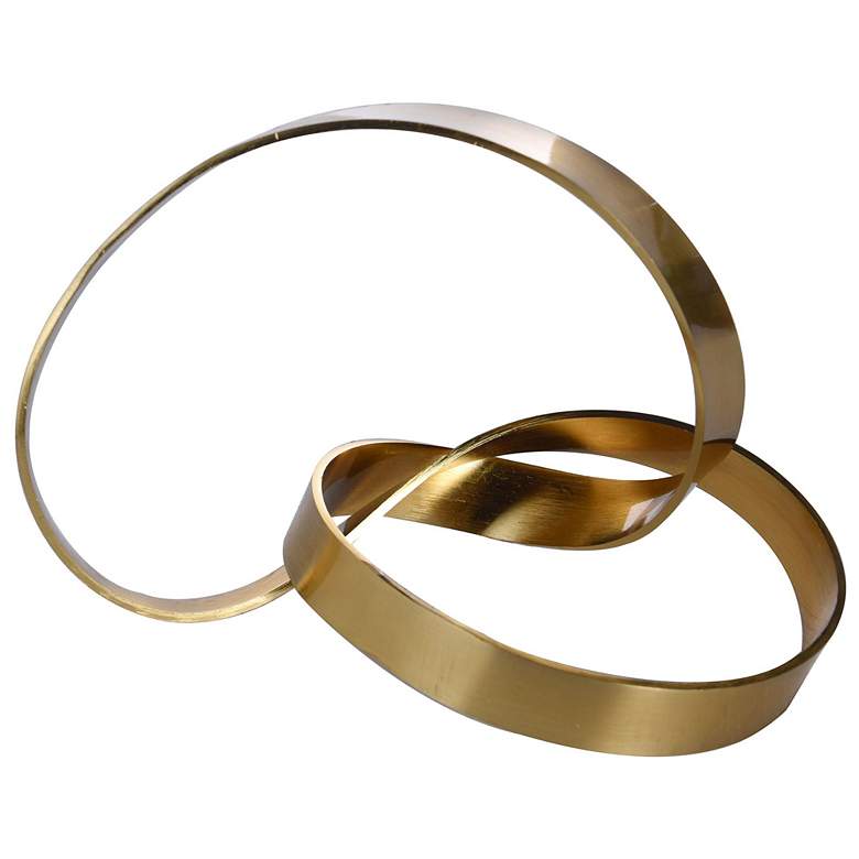 Image 1 Brass Knot 8.8" Wide Brushed Brass Decorative Object
