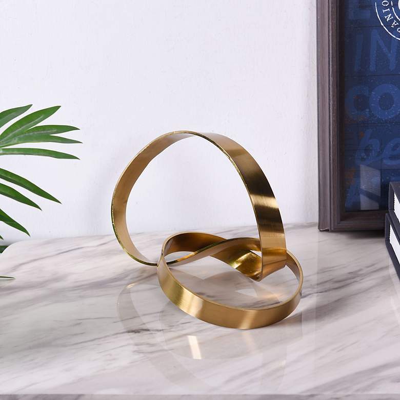 Image 1 Brass Knot 8.8" Wide Brushed Brass Decorative Object