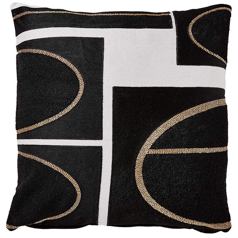 Image 1 Brass Loop Pillow-Beige/Black