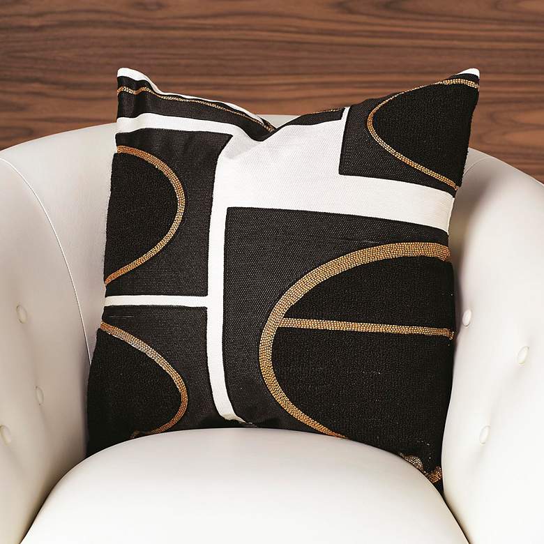Image 1 Brass Loop Pillow-Beige/Black