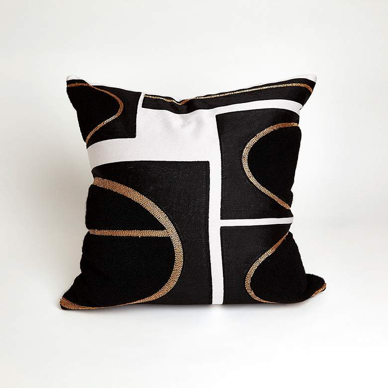 Image 3 Brass Loop Pillow-Beige/Black more views