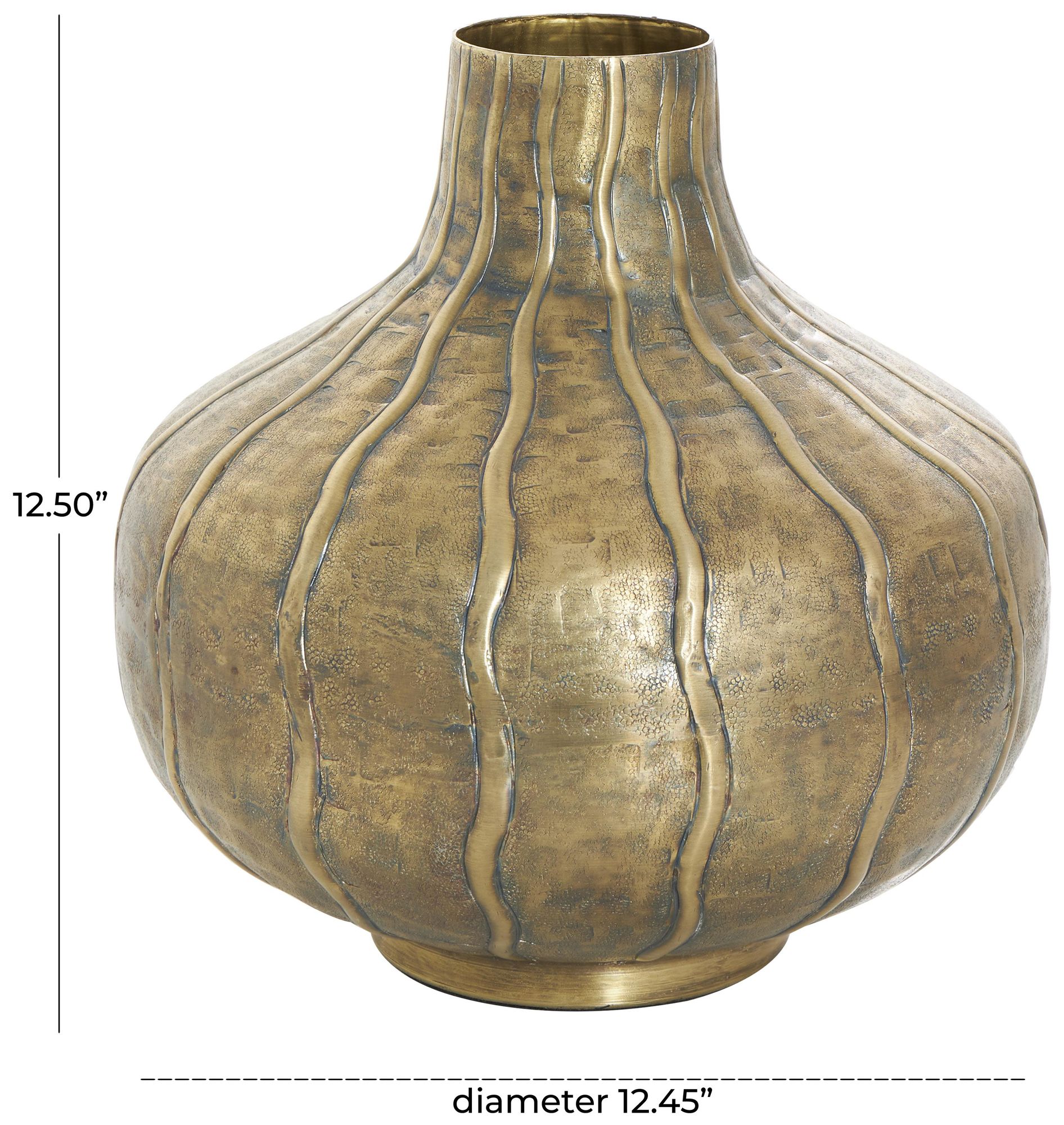 Image 7 Brass Metal Contemporary Vase, 12" x 12" x 13" more views