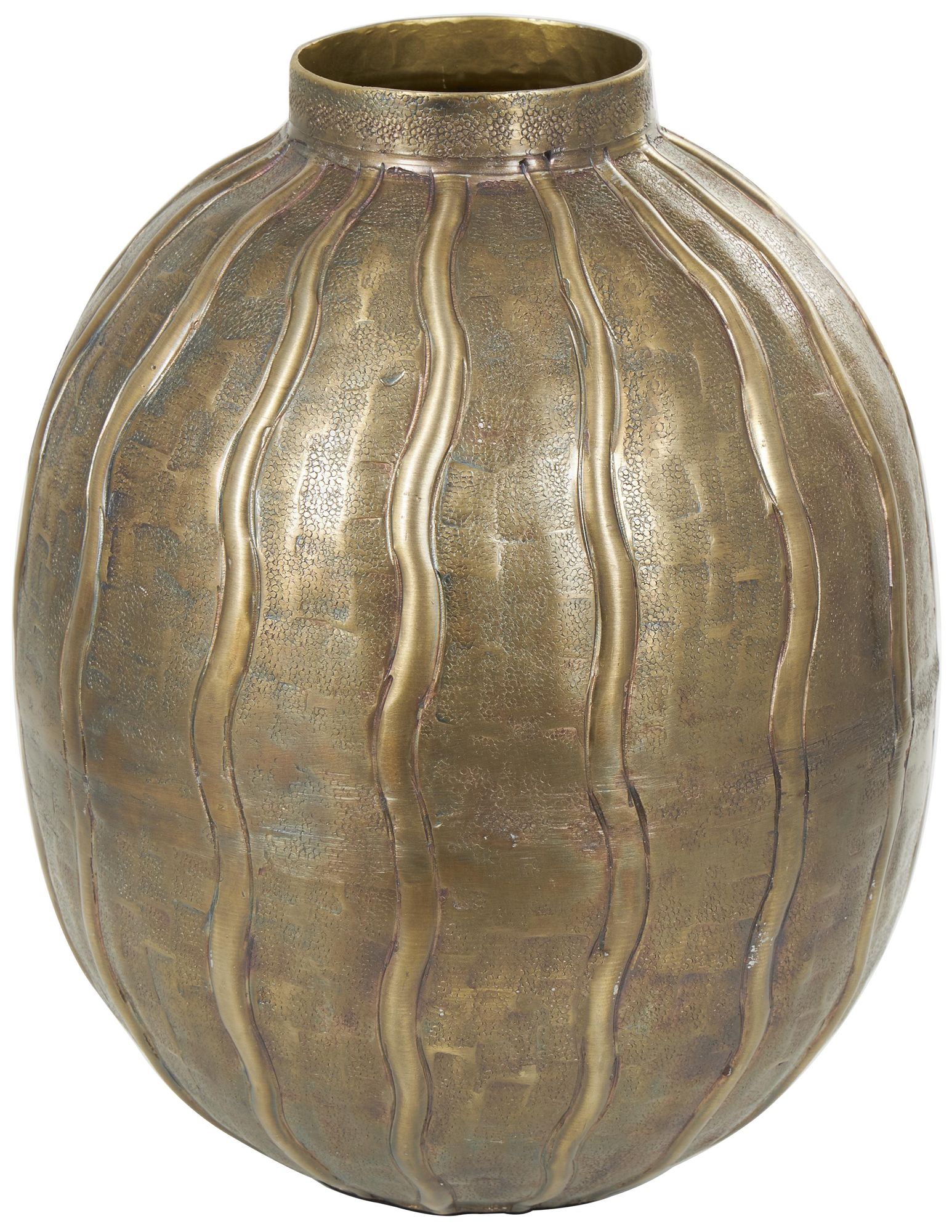 Image 2 Brass Metal Contemporary Vase, 9" x 9" x 12"