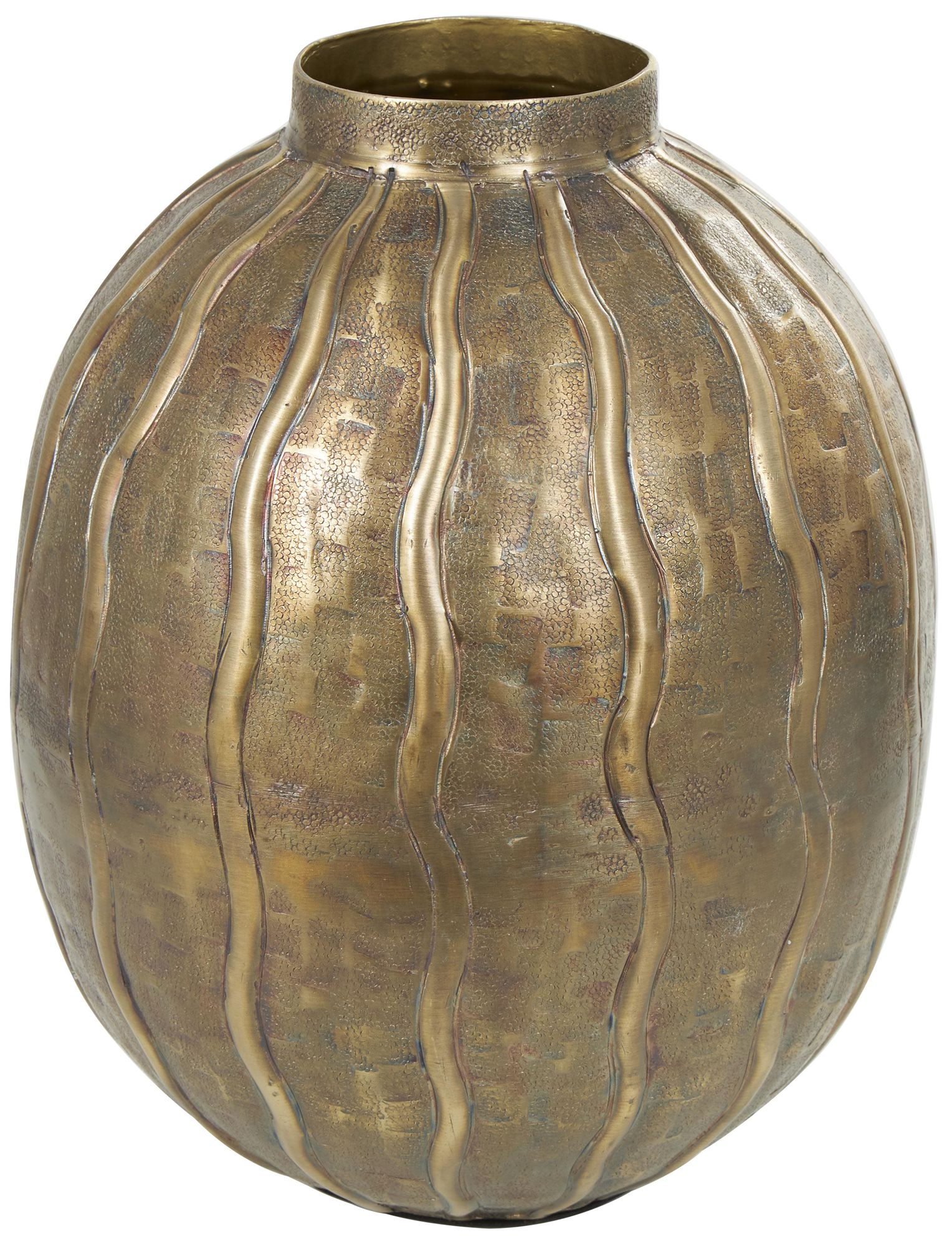 Image 5 Brass Metal Contemporary Vase, 9" x 9" x 12" more views