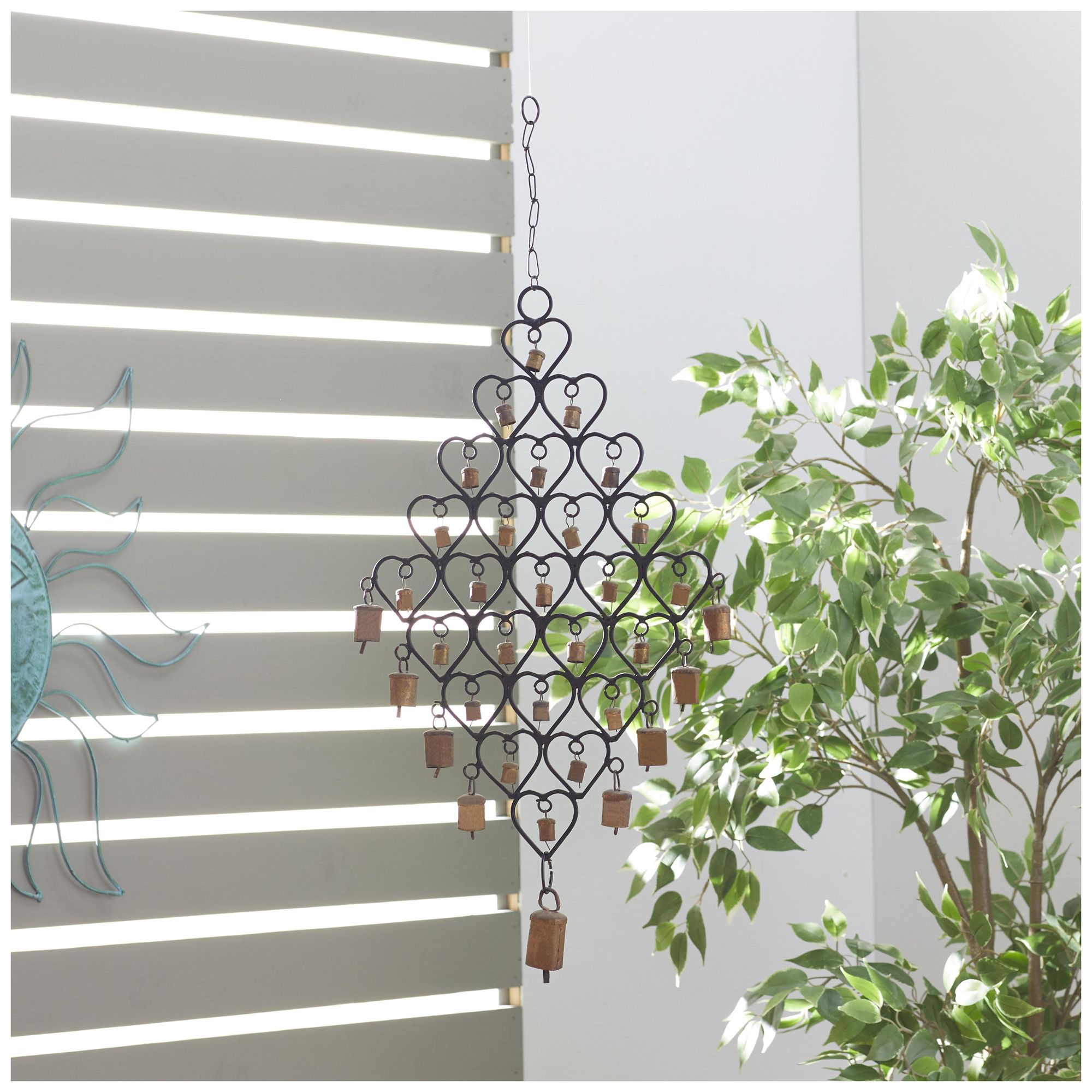 Image 4 Brass Metal Eclectic Windchime, 13" x 1" x 30" more views