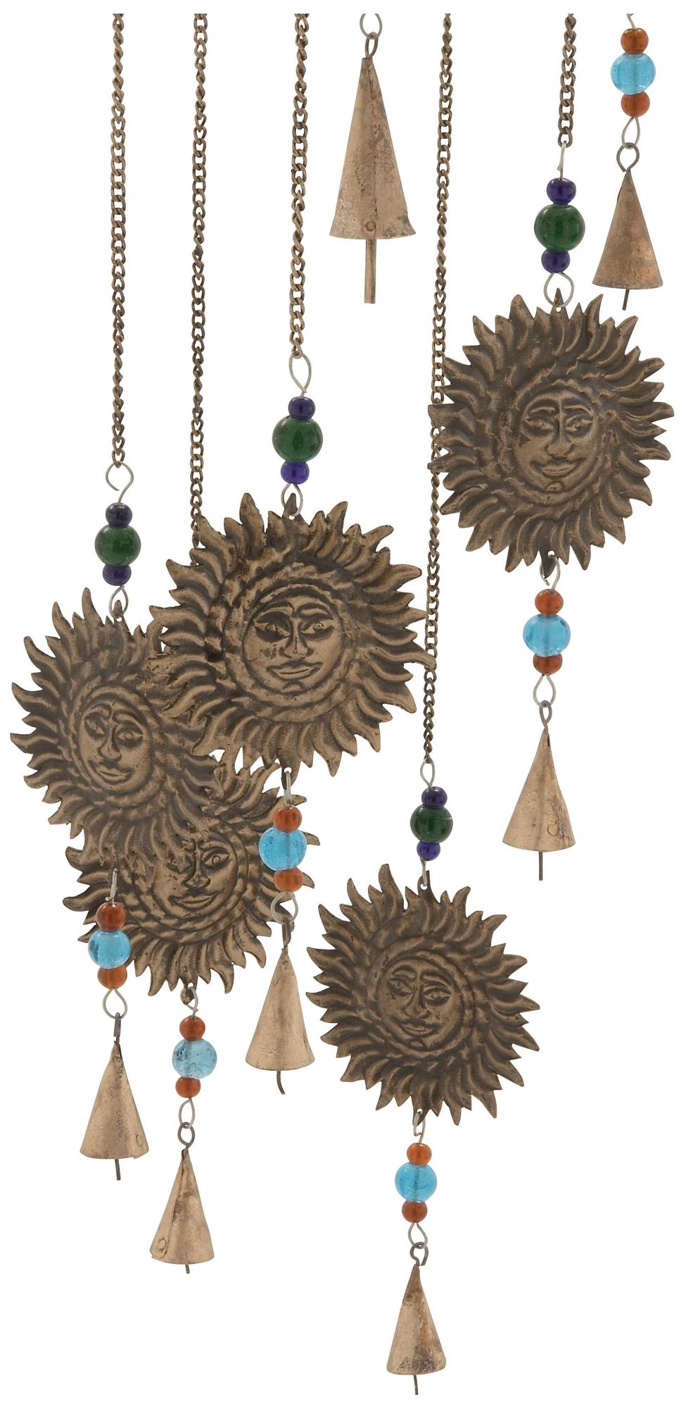 Image 2 Brass Metal Eclectic Windchime, 7" x 7" x 32" more views