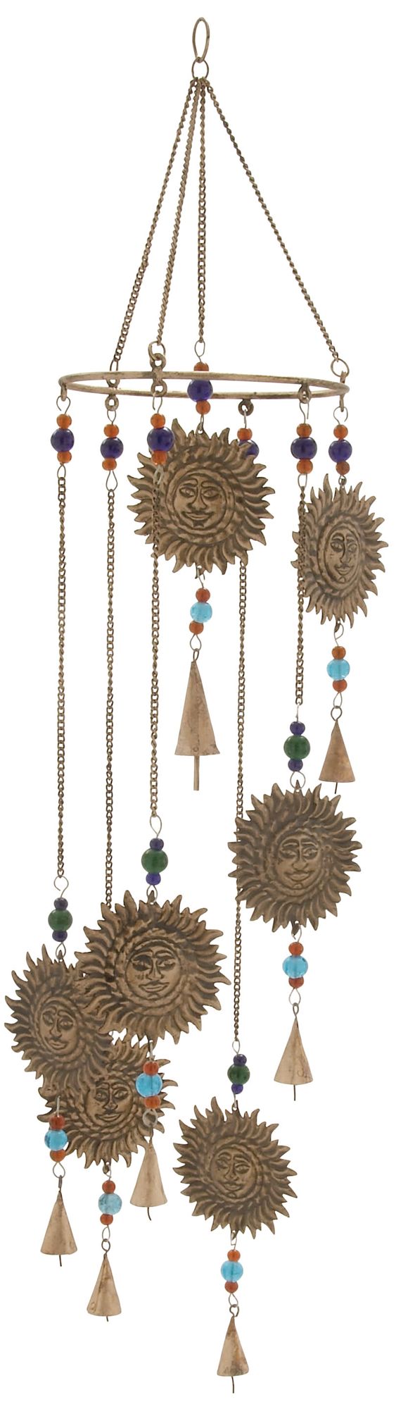 Image 4 Brass Metal Eclectic Windchime, 7" x 7" x 32" more views