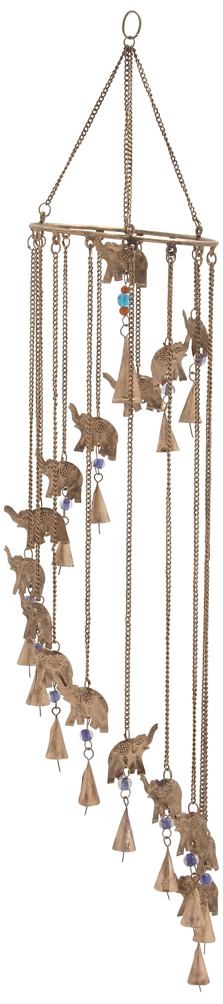 Image 4 Brass Metal Eclectic Windchime, 7" x 7" x 39" more views