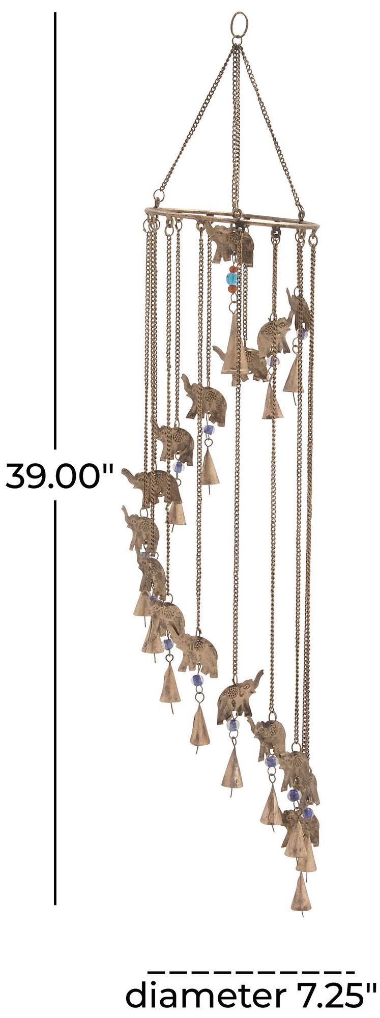 Image 5 Brass Metal Eclectic Windchime, 7" x 7" x 39" more views