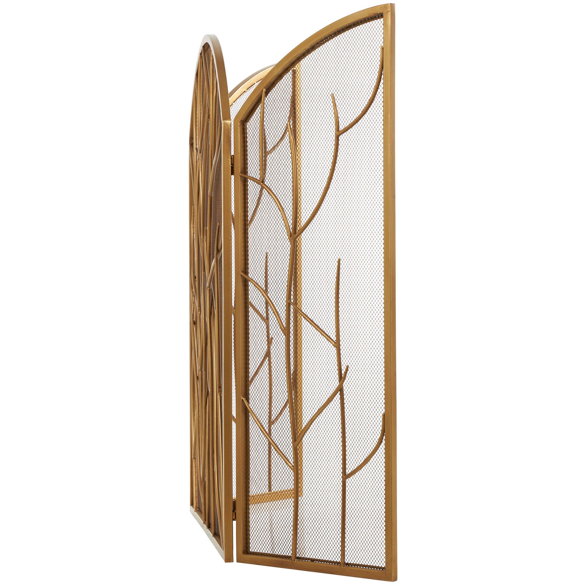 Brass Metal Modern Fireplace Screen, 25" x 12" x 31"