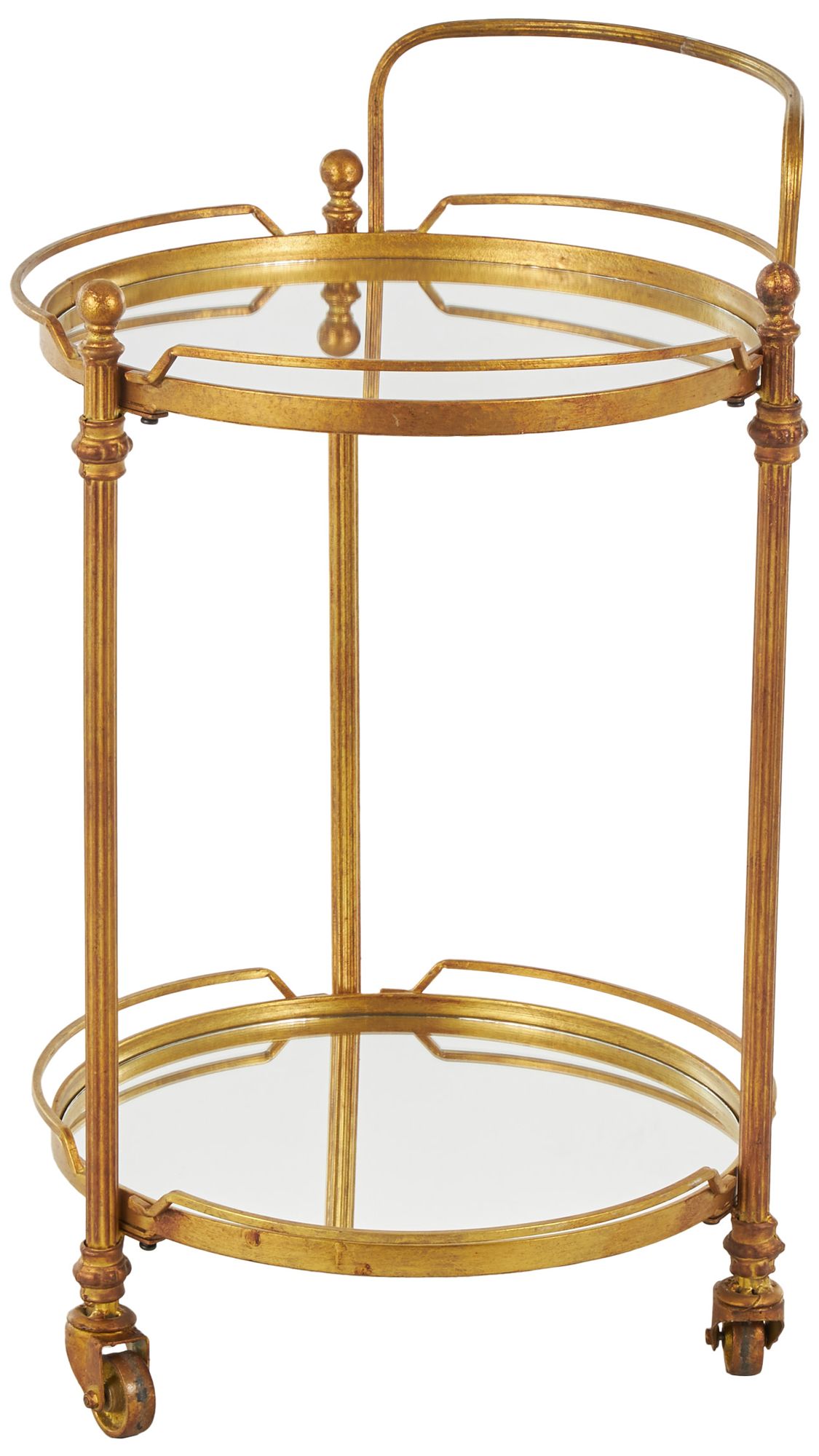 Image Brass Metal Traditional Bar Cart, 19" x 18" x 31"