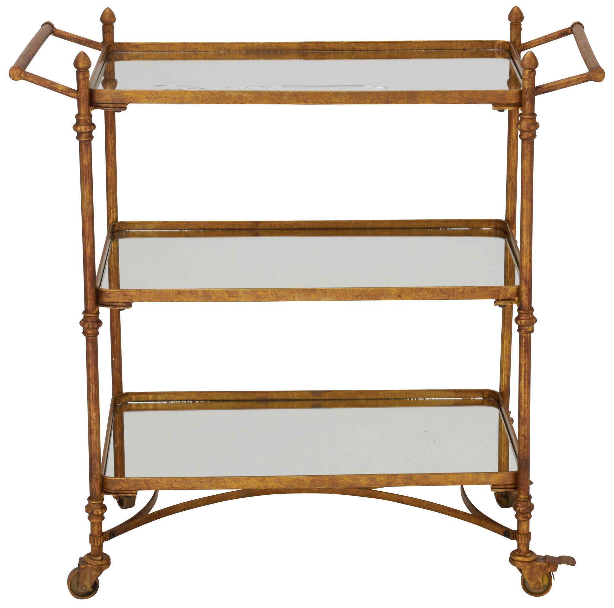 Brass Metal Traditional Bar Cart, 35" x 18" x 33"
