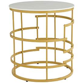 Image3 of Brassica 23 3/4" Wide Faux Marble and Gold Modern Tea Table